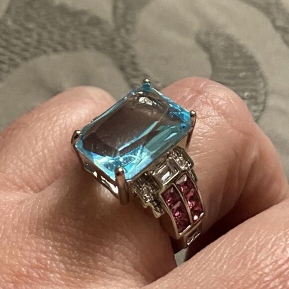 Last one! Main Event Aquamarine and pink topaz in rose gold Statement cocktail 7 - Picture 5 of 11
